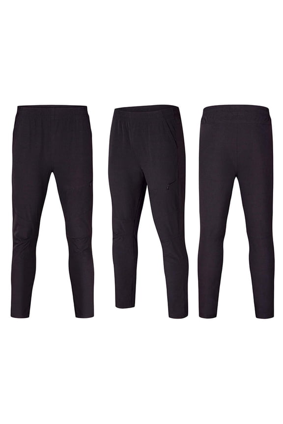 Compression Fit Training Pants for Men, Solid Color Elastic Waist Trousers with Zipper Pockets for Running, Performance Bottoms