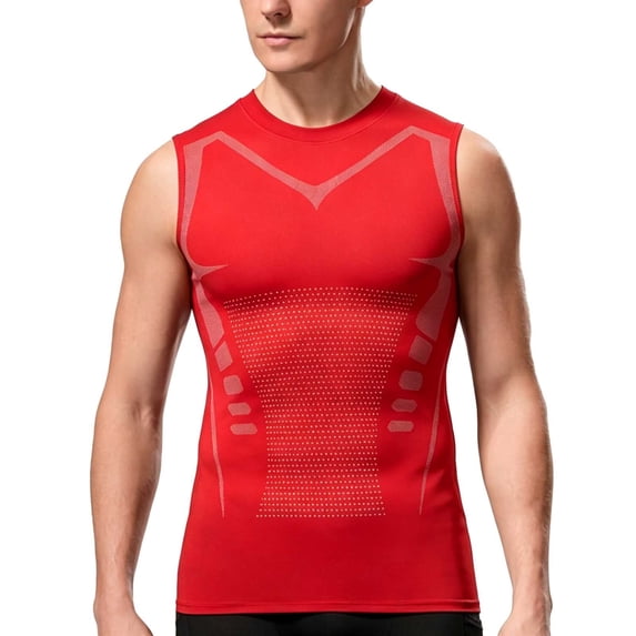 Yaoyar Compression Shirt Men Slimming Body Shaper Vest Crewneck Workout Shirts Tummy Control Undershirts