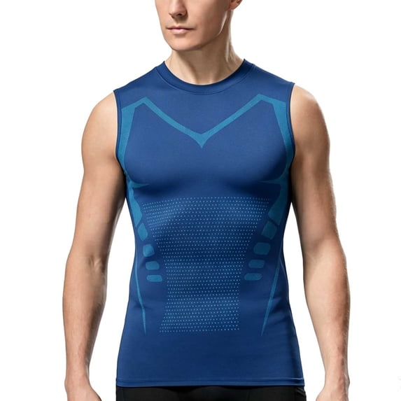 Yaoyar Compression Shirt Men Slimming Body Shaper Vest Crewneck Workout Shirts Tummy Control Undershirts