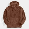 thumbnail image 1 of Yaoyar Corduroy Hoodies for Men, Fall Winter Loose Sports Warm Long Sleeve Hooded Sweatshirt Drawstring Casual Pullover Sweater With Pocket,Brown,L, 1 of 9