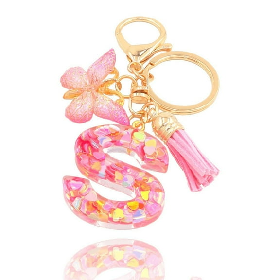 Yaoyar Cute Initial Letter Keychains for Women Girls Butterflys Tassel KeyChain Pendant for Backpack School Bag