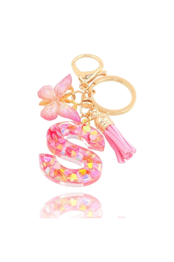 Yaoyar Cute Initial Letter Keychains for Women Girls Butterflys Tassel KeyChain Pendant for Backpack School Bag