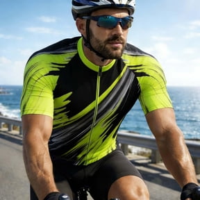 Yaoyar Cycling Jersey Men Short Sleeve Bike Biking Shirts Full Zip with Pockets Road Bicycle Clothes