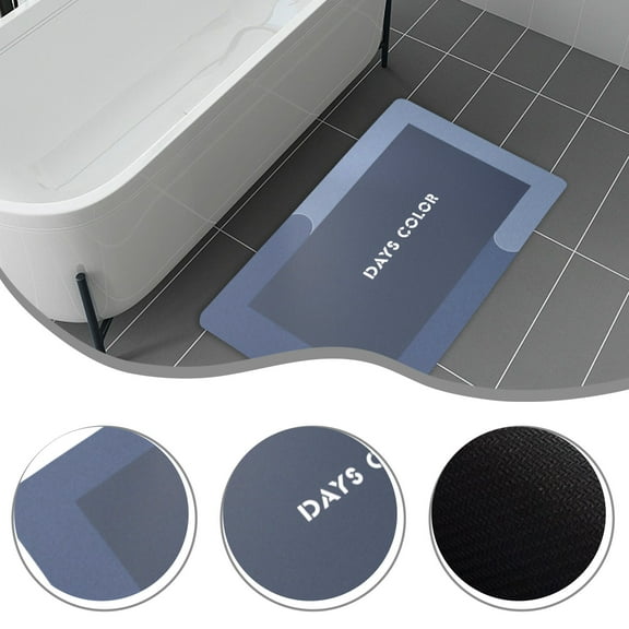 Yaoyar Diatomaceous earth bath mat Rubber Non Slip Shower mat Quick Dry Super Absorbent Bathtub mat Bath Stone Mat - Thin Bath Mats for Bathroom Floor, Tub and Fit Under Door, 16x24in Rectanglea