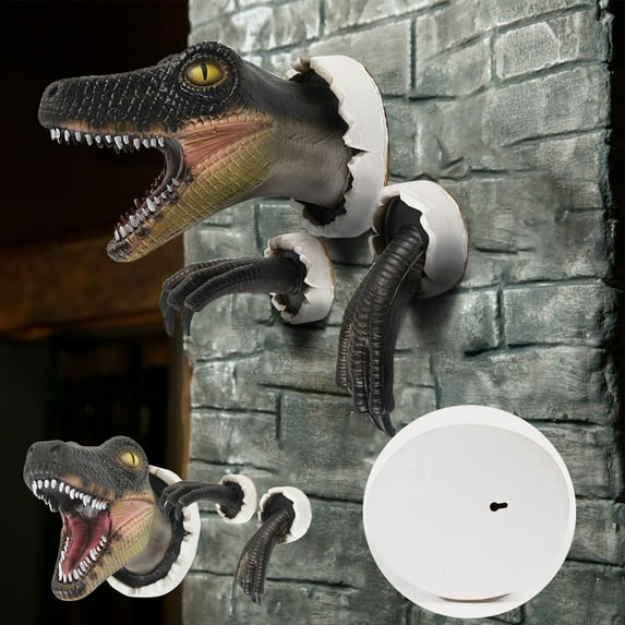 Yaoyar Dinosaur Head Wall Mount - Dinosaur World Small T-Rex Head Wall Hanging Boys Kids Birthday Party Gaming Room Taxidermy Dinosaur Themed Wall Sculpture Indoor Outdoor Animal Heads Wall Art Decor