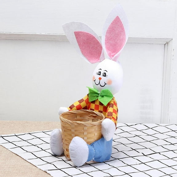 Yaoyar Easter Bunny Basket for Kids Girls Boys Toddlers Brown Hand Woven Willow Basket for Egg Hunt Rabbit Eggs Gift Bags Portable Party Candy Storage Decoration
