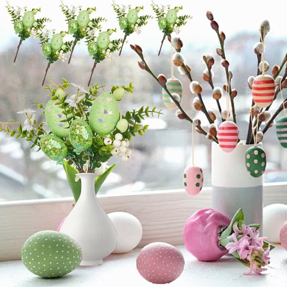Yaoyar Easter Eggs Plug Diy Foam Resurrection Eggs Decorative Greenerys Home Desktop Ornaments Accessories 6Pcs Set Easter Basket Easter Decorations