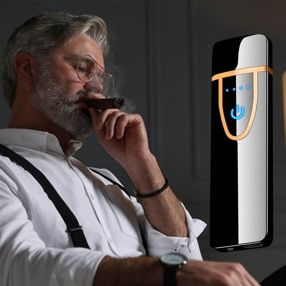 Yaoyar Electronic Lighter, Rechargeable Lighter Touch Ignition USB Charging Electric Lighter,Windproof Plasma Lighter for Candle, Cigarette Power Indicator Flameless Boyfriends Gifts