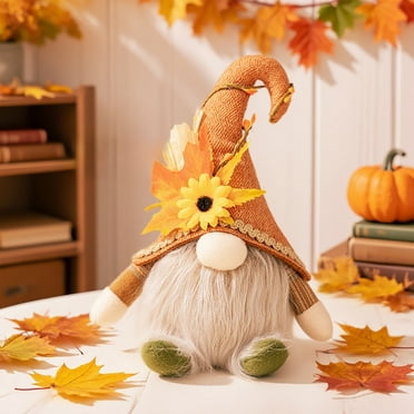 Yaoyar Fall Decoration Harvest Lighted Thanksgiving Decorations Gnomes Plush, Fall Gnomes Plush for Tiered Tray Mantel Shelf Table Decor, Thanksgiving Decorations for Home Light up Ornament