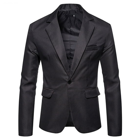Yaoyar Fashion Men's Casual Solid Color Classic Suit Youth Slim One Button Notch Lapel Blazer Jacket Gray S
