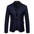 thumbnail image 1 of Yaoyar Fashion Men's Casual Solid Color Classic Suit Youth Slim One Button Notch Lapel Blazer Jacket Navy L, 1 of 4