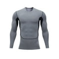 thumbnail image 1 of Yaoyar Fashion Men’s Muscle Long Sleeve Athletic High Resilience Bodybuilding T Shirt Gym Workout Shirt Crew Neck Slim Fit Tee Plain Color Tops,Gray,3XL, 1 of 8