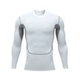 thumbnail image 1 of Yaoyar Fashion Men’s Muscle Long Sleeve Athletic High Resilience Bodybuilding T Shirt Gym Workout Shirt Crew Neck Slim Fit Tee Plain Color Tops,White,M, 1 of 8