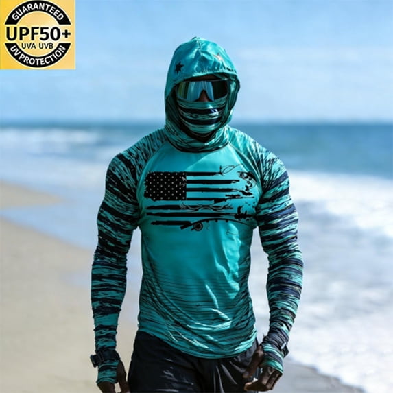 Yaoyar Fishing Shirts for Men Novelty Fish Graphic Long Sleeve Shirt UPF 50+ UV Sun Protection SPF Tops for Workout Hiking