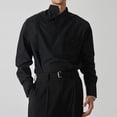thumbnail image 1 of Yaoyar French Vintage Style Shirt for Men, Solid Color Long Sleeve Collared Top with Asymmetric Design and Pocket, Elegant Casual Wear, 1 of 6