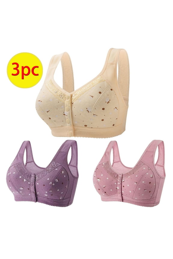 Front Closure Bras for Women No Rims Bra Button Open Casual Convenient Comfortable Lace Bra