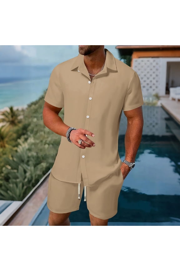 Generic Man Solid Color Casual Fashion Basic Short Sleeves High Collar T-shirt Base Layer Shirt Top Slim Fit