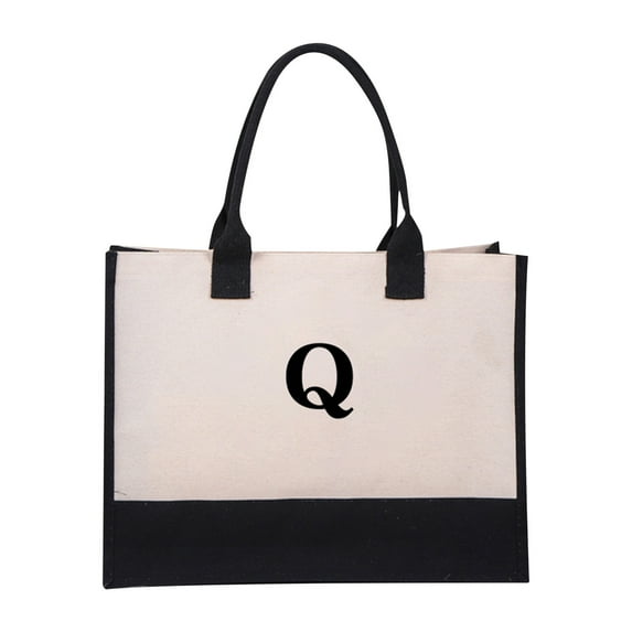Yaoyar Gifts for Women - Initial Canvas Tote Bag & Makeup Bag with Adjustable Strap, Birthday Gifts for Women Her