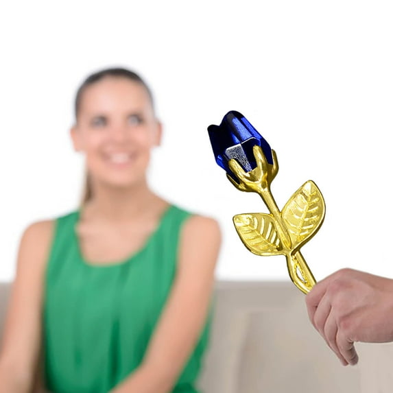 Yaoyar Glass Rose Mini Crystal Flower Artificial Flowers Wedding Party Gift Room Ornament Office Desktop Decoration