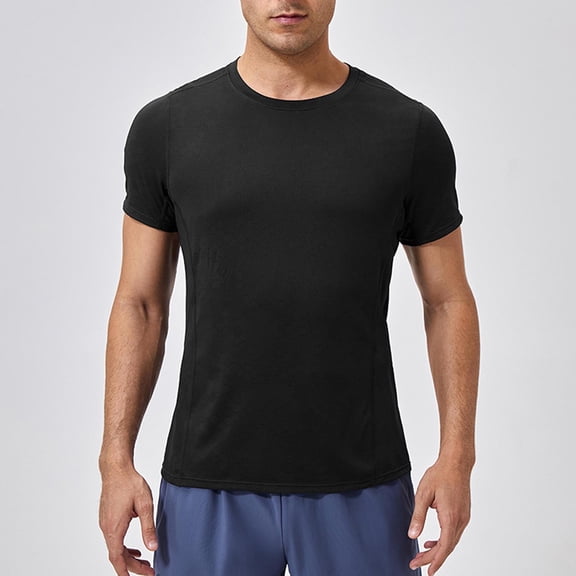 Yaoyar Gym Clothes for Men Compression Shirt Short Sleeve Slim Fit Sun Protection Clothing Quick Dry Running Shirts Activewear
