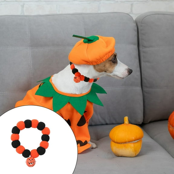 Yaoyar Halloween Fall Cat Collar with Bells, Autumn Dog Collar for Small Dogs, Orange Pumpkin Kitten Collar for Thanksgiving