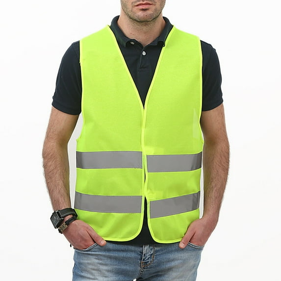 Yaoyar High Visibility Safety Vest for Traffic Work Surveyor and Security Guard Construction Vest with 2 Reflective Strips Made from Breathable and Neon Yellow Mesh Fabric
