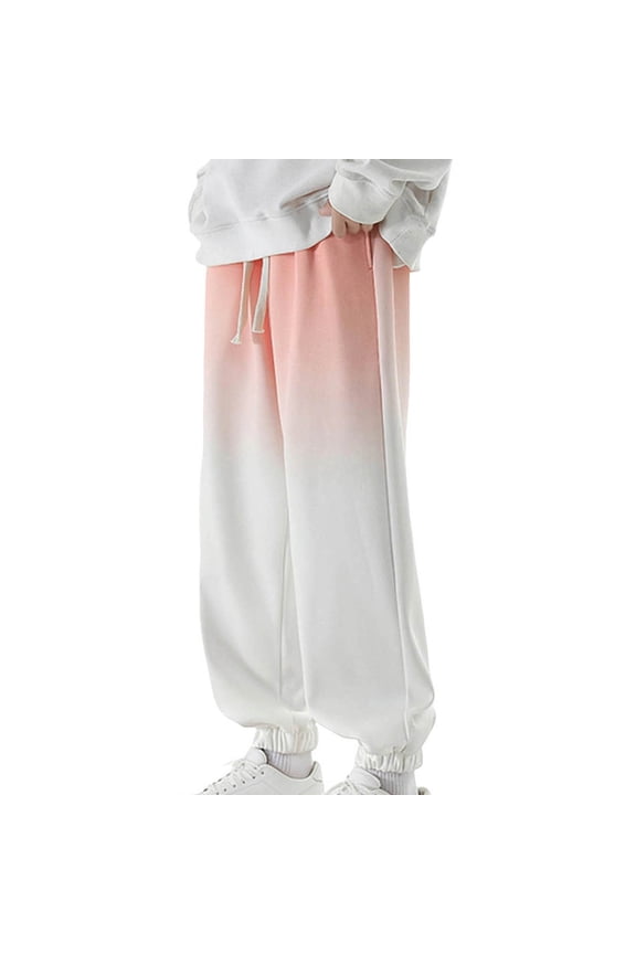 High Waisted Gradient Sweatpants for Mens Baggy Bottom Jogger Casual Pants Casual Tie Dye Colorblock Lounge Trousers