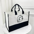 thumbnail image 1 of Yaoyar Initial Canvas Tote Bag, Personalized Beach Jute Bag Present for Women Holiday, Friends Birthday Gift, Beach, Wedding, 1 of 5