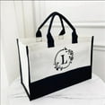thumbnail image 1 of Yaoyar Initial Canvas Tote Bag, Personalized Beach Jute Bag Present for Women Holiday, Friends Birthday Gift, Beach, Wedding, 1 of 1
