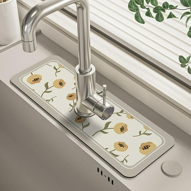 Yaoyar Kitchen Sink Faucet Splash Guard, Faucet Absorbent Mat, Silicone Faucet Water Catcher Mat for Countertops, Bathrooms, Farmhouses, RVs