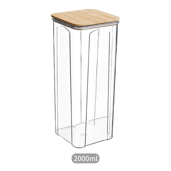 Yaoyar Large Capacity Plastic Food Storage Containers with Bamboo Lid - Moisture-proof Sealing Box Jars with Wooden Lids for Kitchen Storage