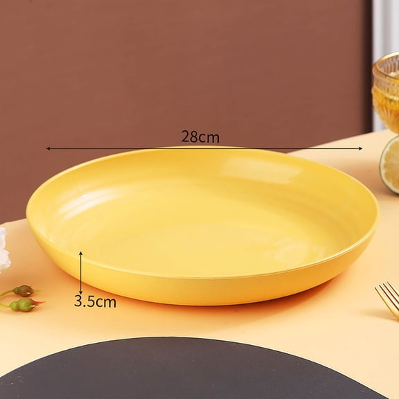 Yaoyar Large Wheat Straw Plates, Unbreakable Big Dinner Plates, Dishwasher & Microwave Safe Plastic Plates, Reusable Deep Edge Plates for Kitchen and Camping
