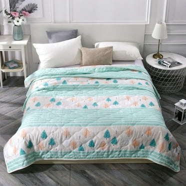 Yaoyar Lightweight Washed Cotton Summer Quilt, Cooler Comforter Double Sided Cold Effect Blanket, Breathable Lightweight Double Sided Cold Blanket, Machine Washable