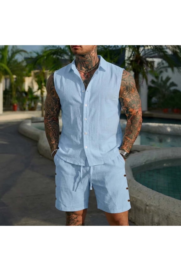 Linen Shirts for Men Short Sleeve Blouse Button Down Dress Untuckit Shirts Beach Summer Wedding Hawaiian Outfit