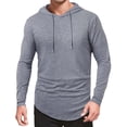 thumbnail image 1 of Yaoyar Long Sleeve Drawstring Casual Hooded Sweatshirt for Men, Solid Color Casual Pullover with Front Pockets, Summer Outerwear Top, 1 of 5