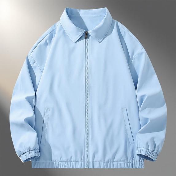 Yaoyar Long Sleeve Stand Collar Zip Jacket for Men, Solid Color Casual Windbreaker with Front Pockets, Outdoor Protection Outerwear