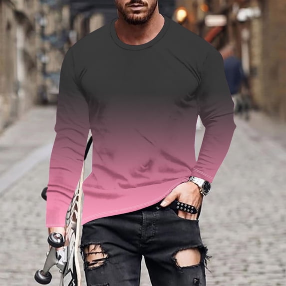 Yaoyar Long Sleeve Tee Shirts for Men Graphic Print Casual Pullover Big and Tall Crewneck Sweatshirts Sports Tees,Multicolor,4XL