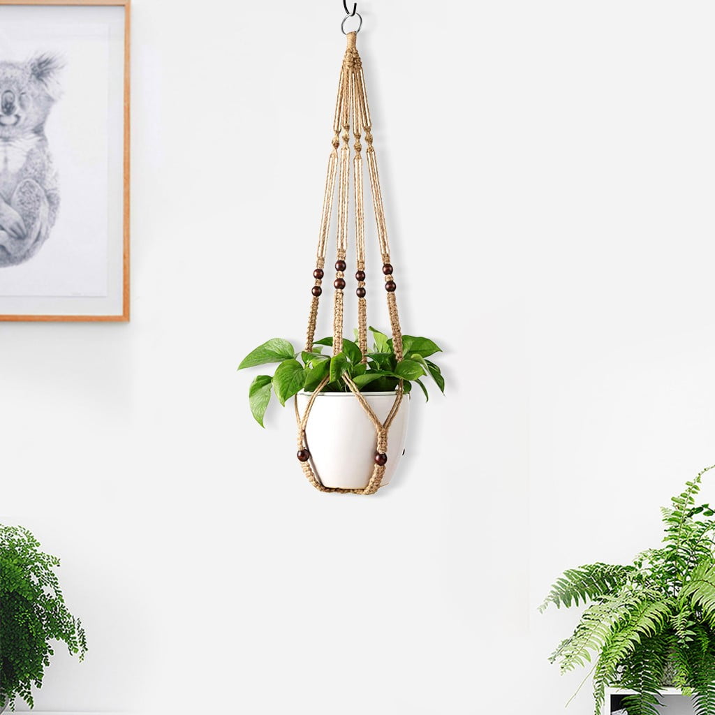 Yaoyar Macrame Plant Hanger Indoor Hanging Planter Basket with Wood Beads  Decorative Flower Pot Holder No Tassels for Indoor Outdoor Boho Home Decor  - Walmart.com