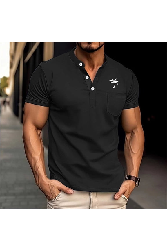 Man Casual Slim Fit Short Sleeve Printing Button Short Sleeve Turndown Collar Lapel Collar Shirt Fashion Golf Shirts