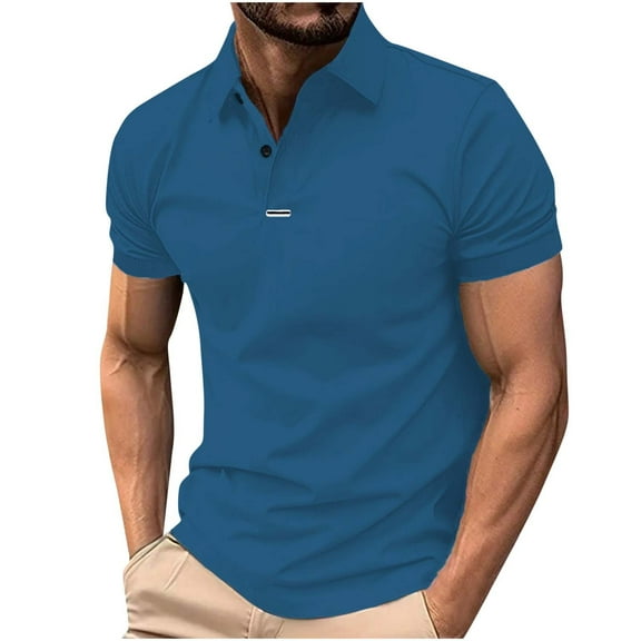 Yaoyar Man Fashion Leisure Solid Color Versatile Turndown Collar Short Sleeve Muscle Fit Dress Shirts Wrinkle-Free Short Sleeve Casual Button Down Shirt