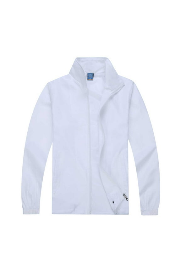 Man Solid-Color Full-Zip Jacket Mesh Sports Athletic Sweatshirt Full Zip Long Sleeve Sun Protection Casual Jacket Fishing Running T-Shirts