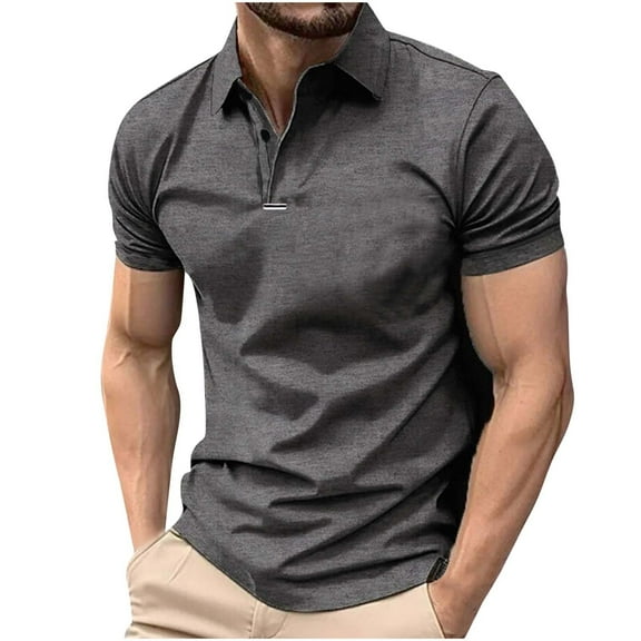 Yaoyar Man Summer Fashion Leisure Solid Color Versatile Turndown Collar Short Sleeve Buttons Tops Casual Turndown Collar Breathable Shirts