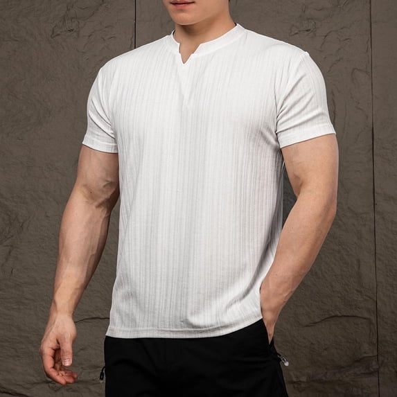 Yaoyar Men Breathable Casual Sports Fitness T Shirt Gym Workout V Collar Polo Shirts Summer Classic Pullovers