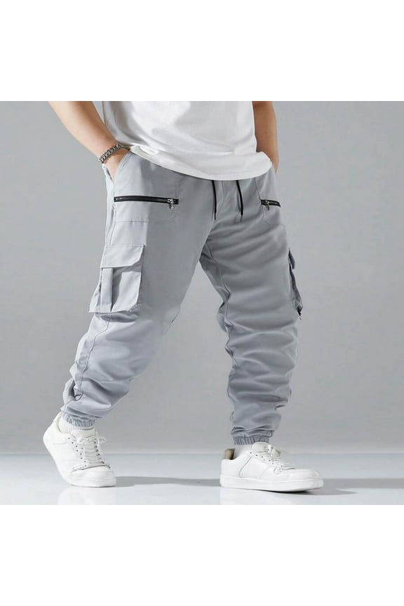 Men Casual Lightweight Cargo Hiking Patns Outdoor Quick Dry Work Tactical Pants Fashion Solid Color Stretch Running Fitness Short Sleeve