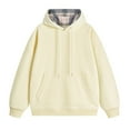 thumbnail image 1 of Yaoyar Men Casual Patchwork Fashion Plaid Hooded Long Sleeve Young Men’s Hoodies Plaid Hoodies With Pocket Sweatshirt Men's Pullover Plaid Color-matching Hoodie Hooded Sweatshirts ,Beige,S, 1 of 2