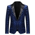 thumbnail image 1 of Yaoyar Men Casual Sequin Blazer Jacket Stylish One Button Dance Dinner Stage Performance Suit Jackets Blue M, 1 of 3