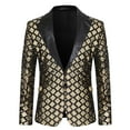 thumbnail image 1 of Yaoyar Men Casual Sequin Blazer Jacket Stylish One Button Dance Dinner Stage Performance Suit Jackets Gold M, 1 of 7