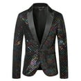 thumbnail image 1 of Yaoyar Men Casual Sequin Blazer Jacket Stylish One Button Dance Dinner Stage Performance Suit Jackets Gray S, 1 of 8