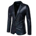 thumbnail image 1 of Yaoyar Men Casual Sequin Blazer Jacket Stylish Two Button Dance Dinner Stage Performance Suit Jackets Black 2XL, 1 of 5
