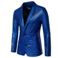 thumbnail image 1 of Yaoyar Men Casual Sequin Blazer Jacket Stylish Two Button Dance Dinner Stage Performance Suit Jackets Blue S, 1 of 5